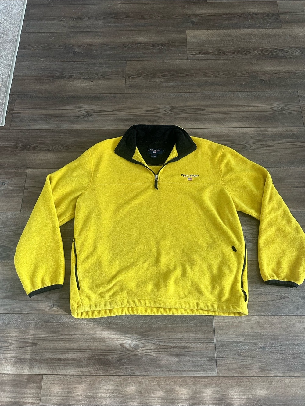 90s Vtg Polo Sport by Ralph Lauren Yellow Polartec Fleece Quarter Zip Mens XL